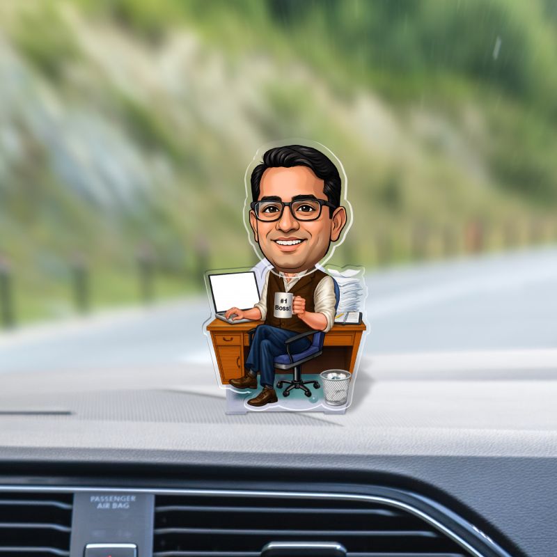 Personalized Boss Bobblehead Caricature with Solar Powered Moving Head Custom with Photo Office Desk & Car Dashboard Decor Birthday Gift for Boss, Friends & Colleagues